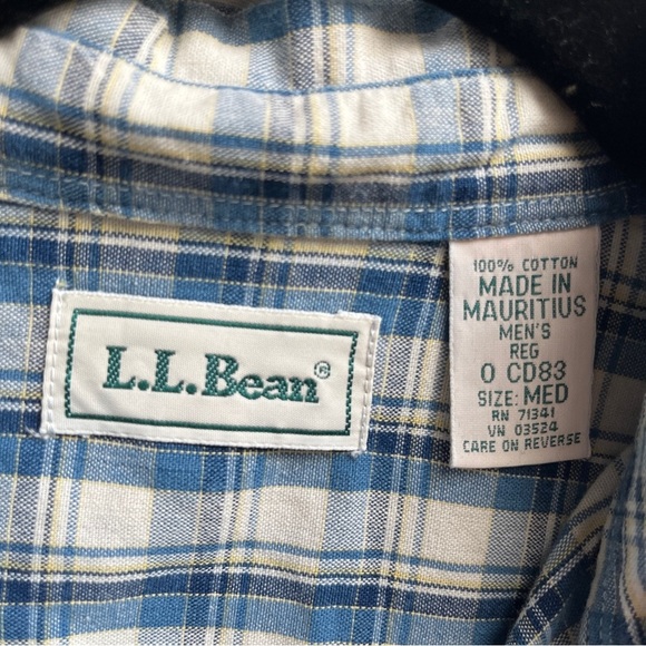 L. L. Bean Blue Plaid Men's Button up Shirt Sz M - Picture 5 of 8